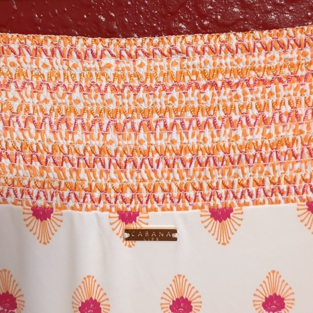 Cabana Life -Orange/White /Off the Shoulder- Long Sleeve/Ruffle Slit Maxi Dress - Picture 7 of 12
